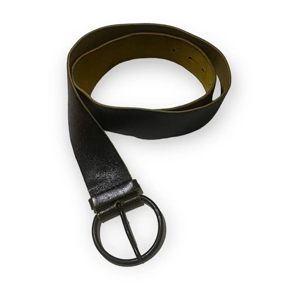Miu Miu Brown Belt, Distressed Leather, Wide, Large Buckle, Size 95/38